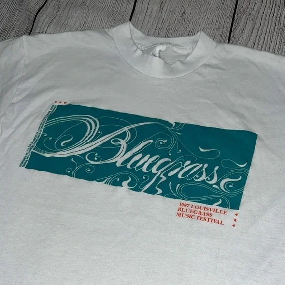 1987 Vintage USA Made Louisville Bluegrass Music Festival Single Stitch T-Shirt - Picture 4 of 11